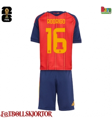 Spanien Rodri Hernandez #16 Hemmakläder Barn VM 2026 Kortärmad (+ Korta byxor)